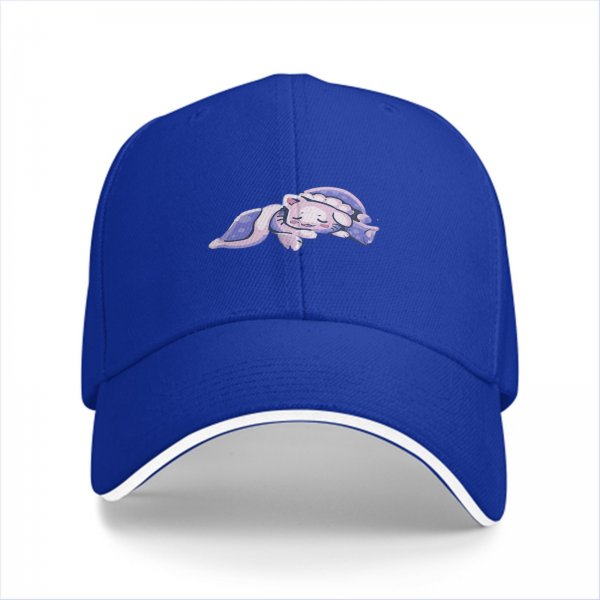 Black baseball cap with a sleeping cute cat graphic