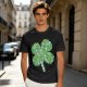Olive Green T-Shirt With St. Patrick's Day Four-Leaf Clover Art