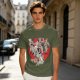 Olive T-shirt with Ghostbusters parody female character graphic print