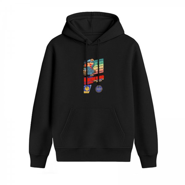Black Hoodie with Colorful Retro Cartoon Graphic Print