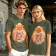 Olive T-Shirt Featuring Anime Character With Straw Hat Back View