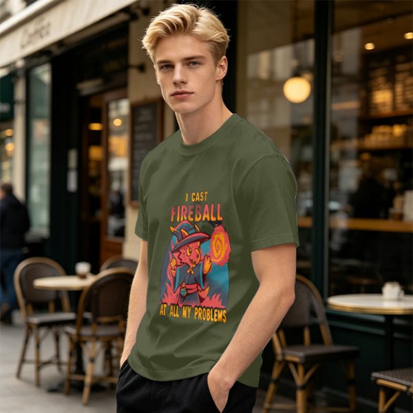 I Cast Fireball At All My Problems Dragon Wizard T-Shirt