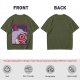 Olive T-shirt with Princess Mononoke Mask Graphic Print