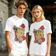 Olive Green T-Shirt With Waving Christmas Cat Graphic