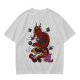 Olive T-shirt with Red Chinese Dragon and Cloud Graphic Print