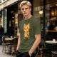 Olive T-Shirt With Cute Orange Tabby Cat Graphic