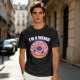 Olive green t-shirt with sad donut graphic and 'I'M A WEIRD' text