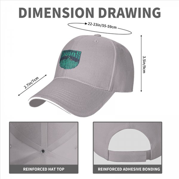 Black baseball cap with teal snake and text graphic