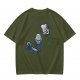 Olive T-Shirt With Rock Paper Scissors Cartoon Characters