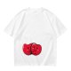 Olive green t-shirt with cute hugging red beans graphic