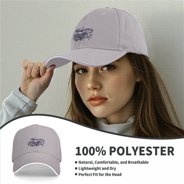 Black baseball cap with gothic teacup skull and rose print
