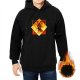 Black Hoodie With Fiery Warrior Silhouette Graphic