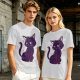 Olive T-Shirt with Sassy Black Cat and Crescent Moon Graphic
