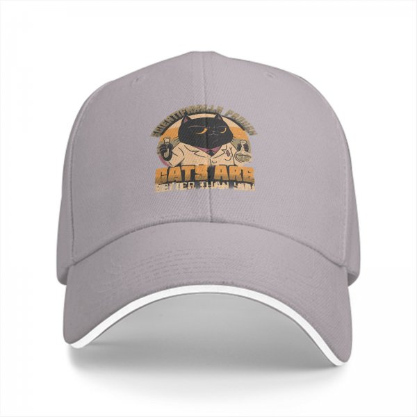 Black baseball cap with 'Scientifically Proven Cats Are Better Than You' graphic