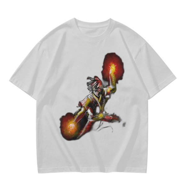 Olive T-shirt with Fire Bending Warrior Graphic Print