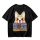 Olive t-shirt with corgi graphic and 'I'll Be Watching You' snack quote