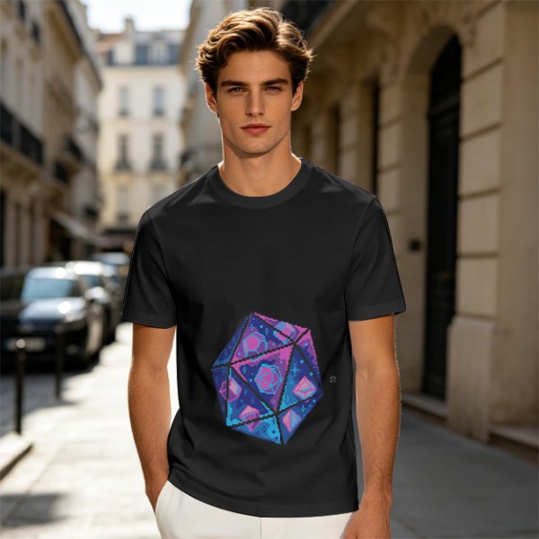 Olive T-Shirt With Galaxy D20 Dice Graphic