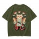 Olive T-Shirt With Cat Sushi Chef Juggling Sushi Print