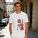 Olive T-Shirt With Crane Playing Cello Red Moon Art Print