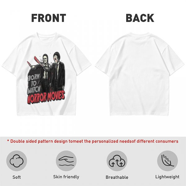 Born To Watch Horror Movies Halloween Themed Graphic T-Shirt