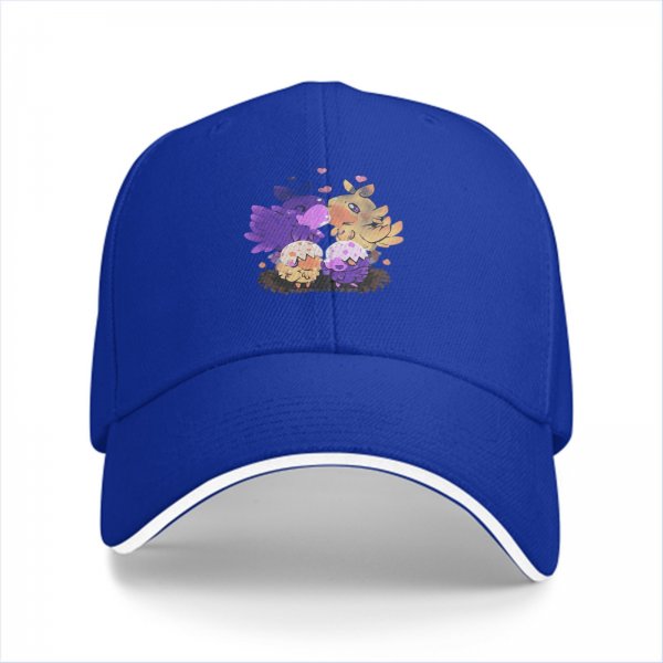 Black baseball cap with cute fantasy bird family illustration