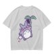 Olive T-Shirt With Cute Chibi Totoro Holding Leaf Print