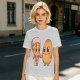 Olive Green T-Shirt With Cute Pizza And Corn Holding Hands Art