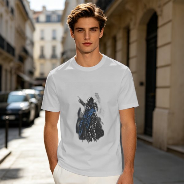 Olive Green T-Shirt With Hooded Fantasy Warrior Graphic Print