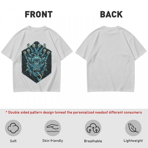 Olive T-Shirt With Blue Beholder Monster Graphic Print