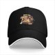 Black baseball cap with espresso machine and hamster graphic