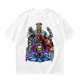 Olive T-shirt with Villainous Cartoon Character Group Print