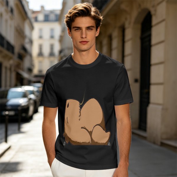 Olive Green T-Shirt With Capybara Rear View Graphic