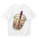 Olive T-Shirt With Halloween Themed Boba Tea Graphic