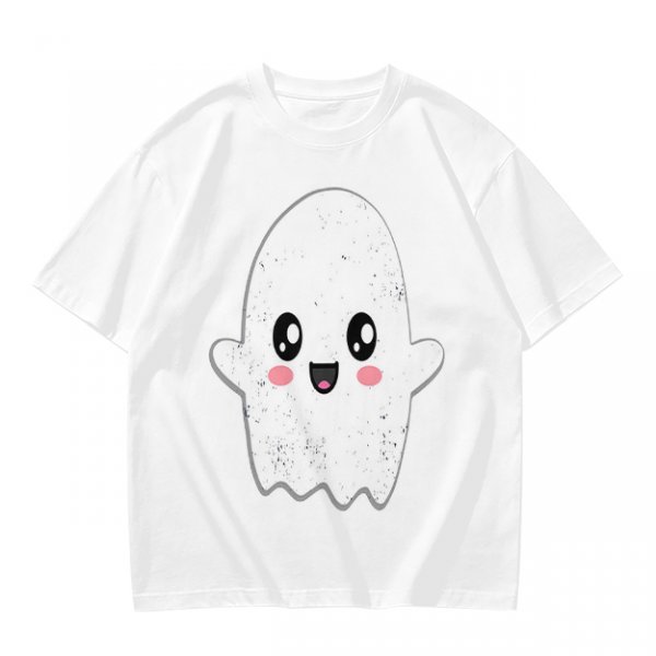 Olive T-shirt with Cute Kawaii Ghost Graphic Print