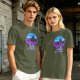 Olive T-shirt with Anor Londo Synthwave Castle Print