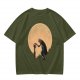 Olive T-Shirt With Moonlit Cowboy Silhouette Graphic