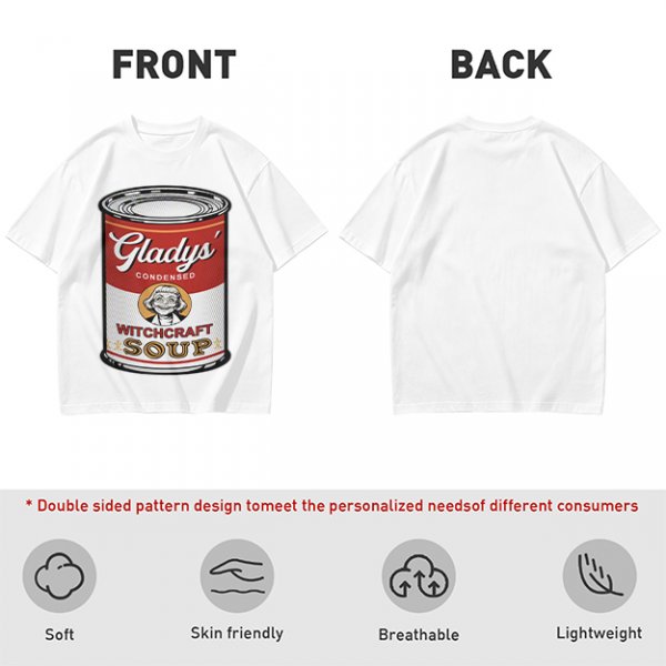 Olive T-Shirt With Gladys' Witchcraft Soup Can Graphic