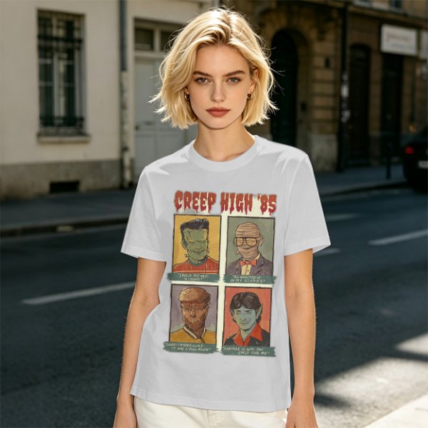 Creep High '85 Monster Characters Graphic T-Shirt