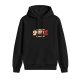 Gen X Themed Black Hoodie with Retro Graphic Print