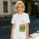 Olive Green T-Shirt With Cartoon Burning Dumpster Graphic