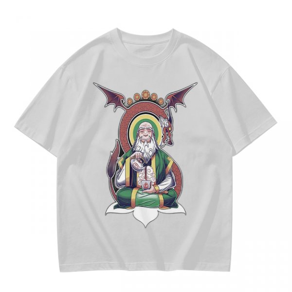 Olive T-Shirt With Meditating Wise Old Man And Dragon Art Print
