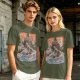 Olive T-shirt with Sushi Dragon Wave Graphic Print