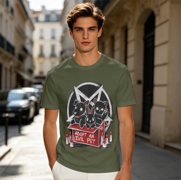 Adopt An Evil Pet T-Shirt With Pentagram And Spooky Animal Art