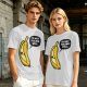 Olive T-shirt with sad banana graphic reading I'm not peeling well