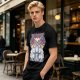 Olive green t-shirt with stained glass style forest spirit anime artwork