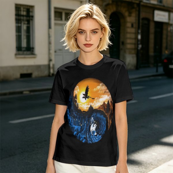 How to Train Your Dragon Night and Light Fury Dragon Scene T-Shirt