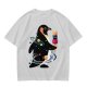 Olive T-Shirt With Cosmic Penguin And Ice Cream Print