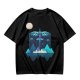 Olive T-Shirt With Geometric Dragonfly Mountain Night Scene Print