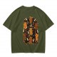 Olive T-Shirt With Cute Gingerbread Animal Christmas Print