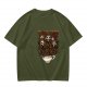 Black Coffee Skull Ghosts Graphic Olive Green T-Shirt